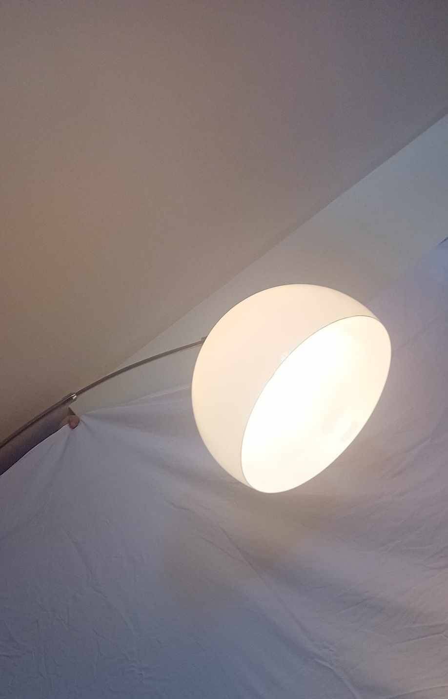 Large 70s ARC floor lamp in brushed stainless steel