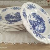 Set of 6 Sarreguemines soup plates Romantic blue model