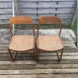 4 magnificent Baumann sled chairs, with caning.