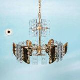 Midcentury gold crystal suspension by Orrefors, Fagerlund