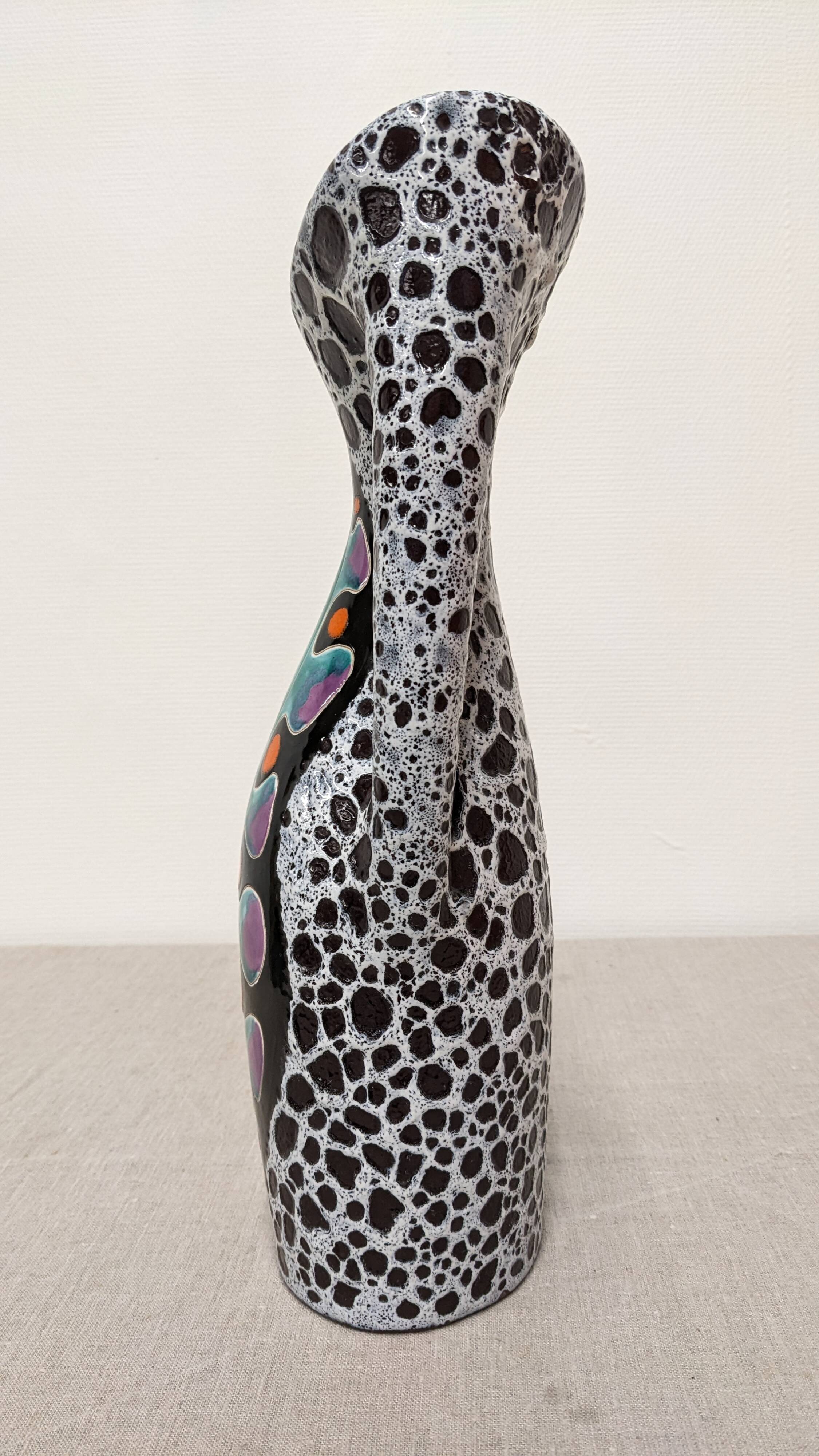 Ceramic vase by Marino Le Vaucour in Vallauris, France, circa 1960.