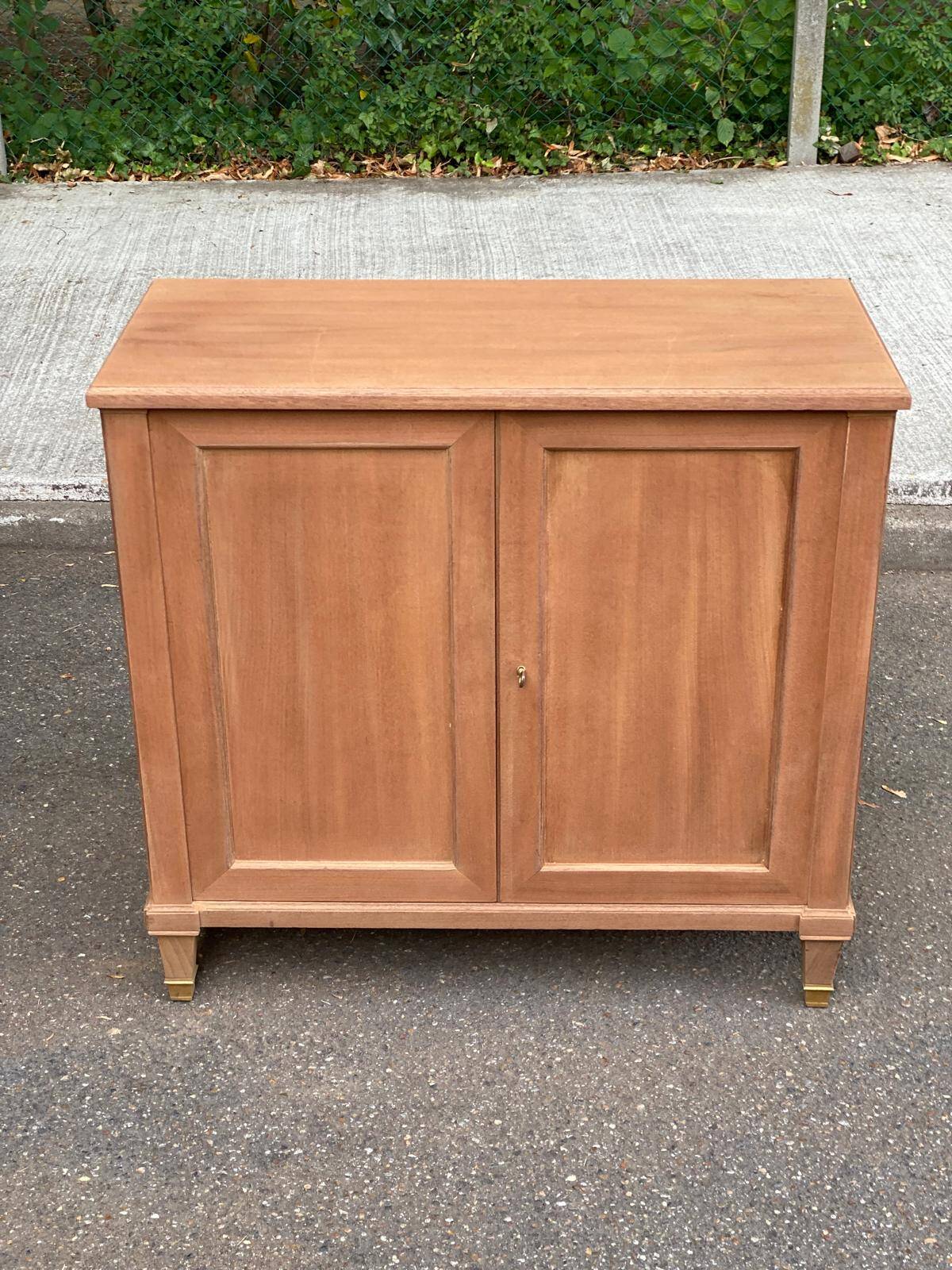 Louis XVI buffet, shallow, stripped, made of solid mahogany, 1950.