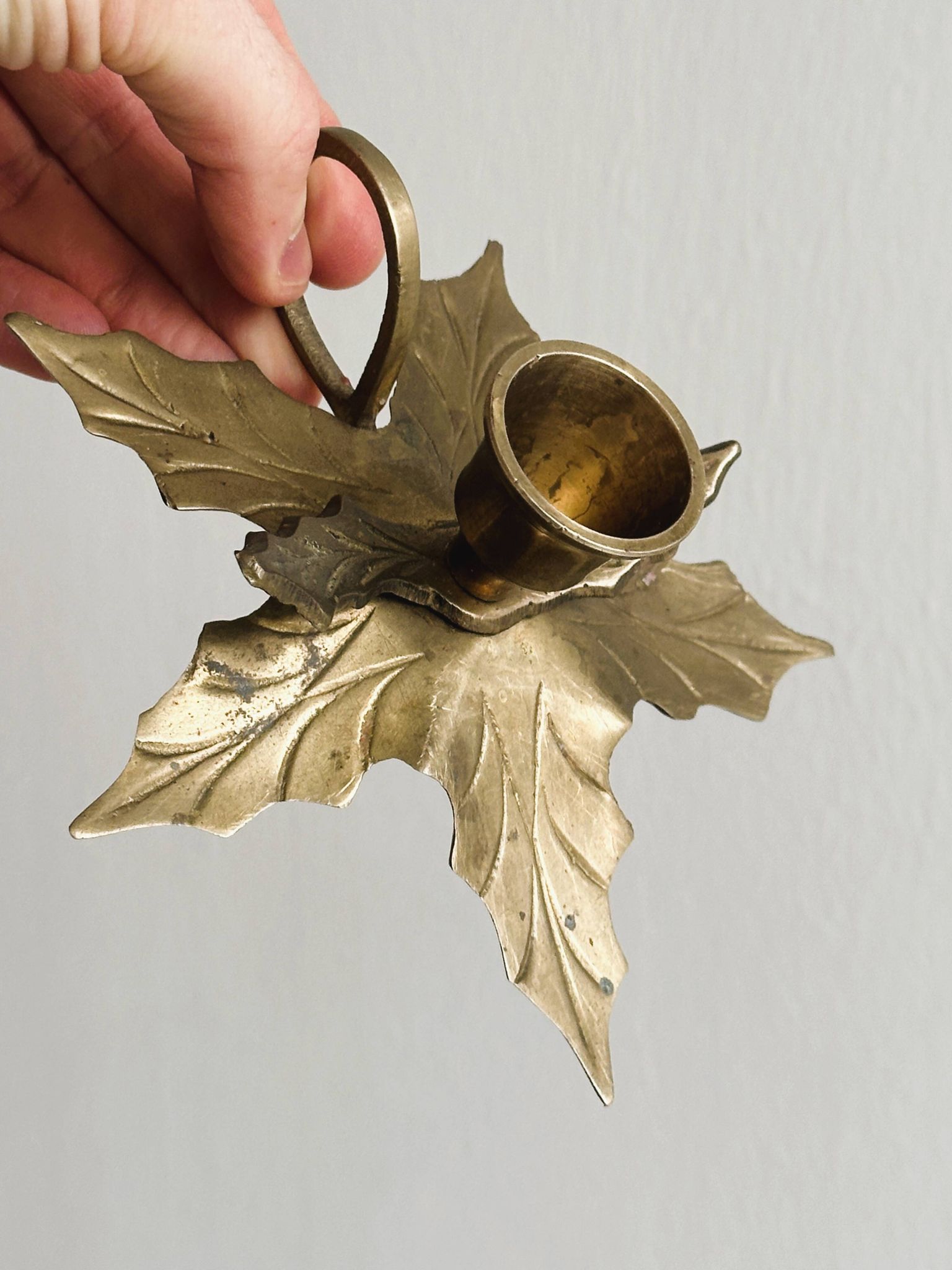 Leaf Shaped Brass Candle Holder