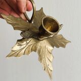 Bougeoir en laiton en forme de feuille