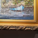 Table seascape golden frame