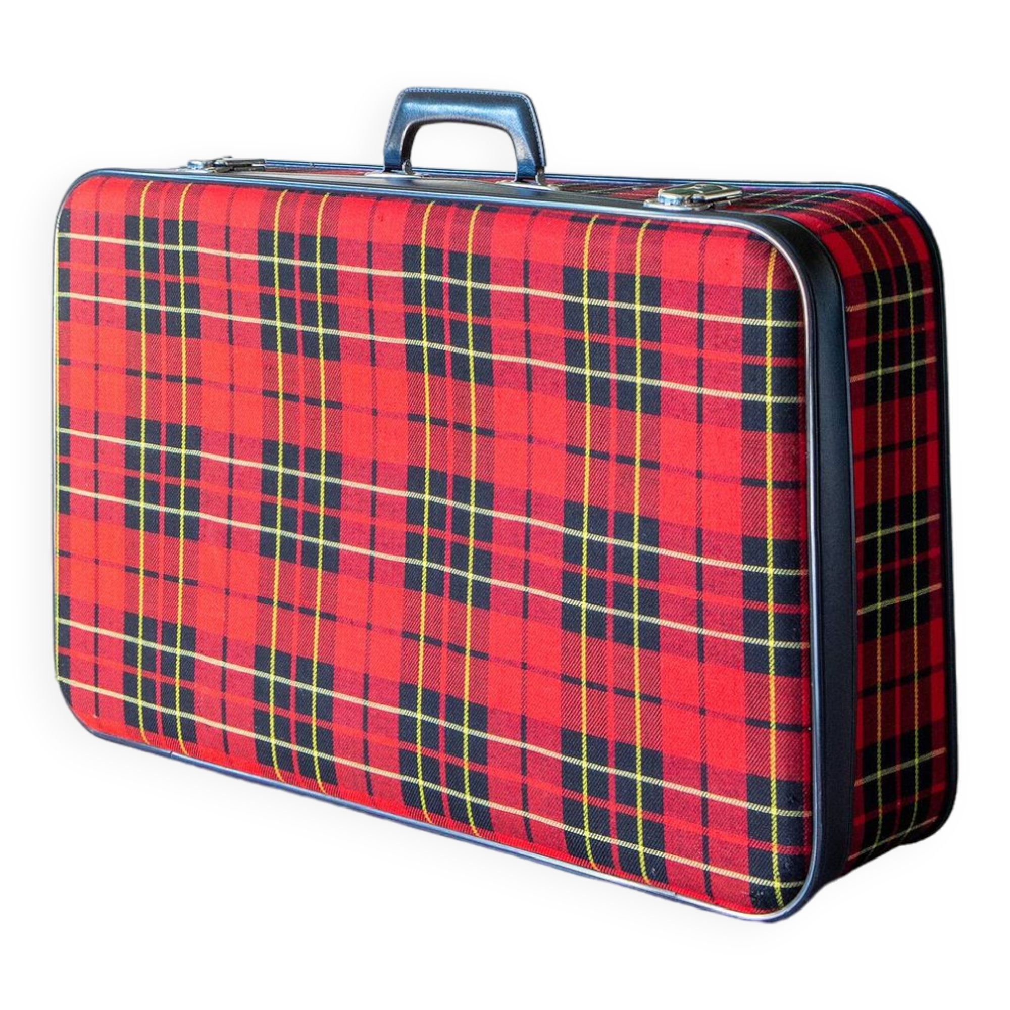 Tartan Scottish fabric suitcase, 1960s