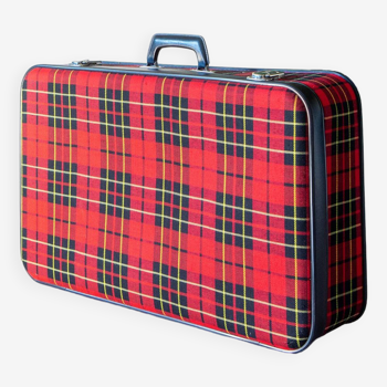 Tartan Scottish fabric suitcase, 1960s