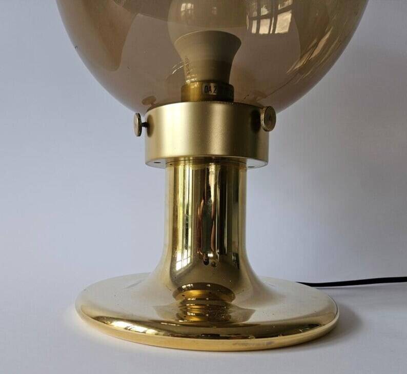 Very Rare Midcentury Large Table Brass Lamp, Switzerland, 1970s