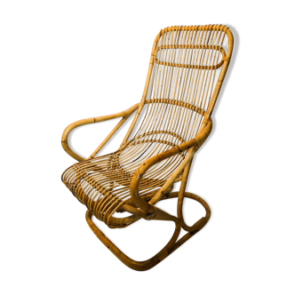 Vintage rattan comfort armchair around 1970