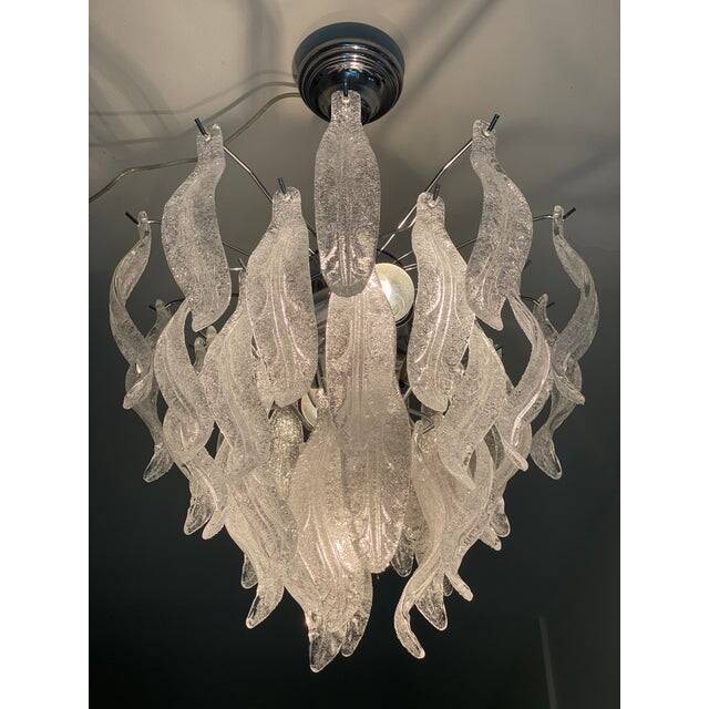 Contemporary leaflets murano glass chandelier in vintage style