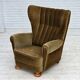 1960s, Danish highback relax armchair, green furniture velour.
