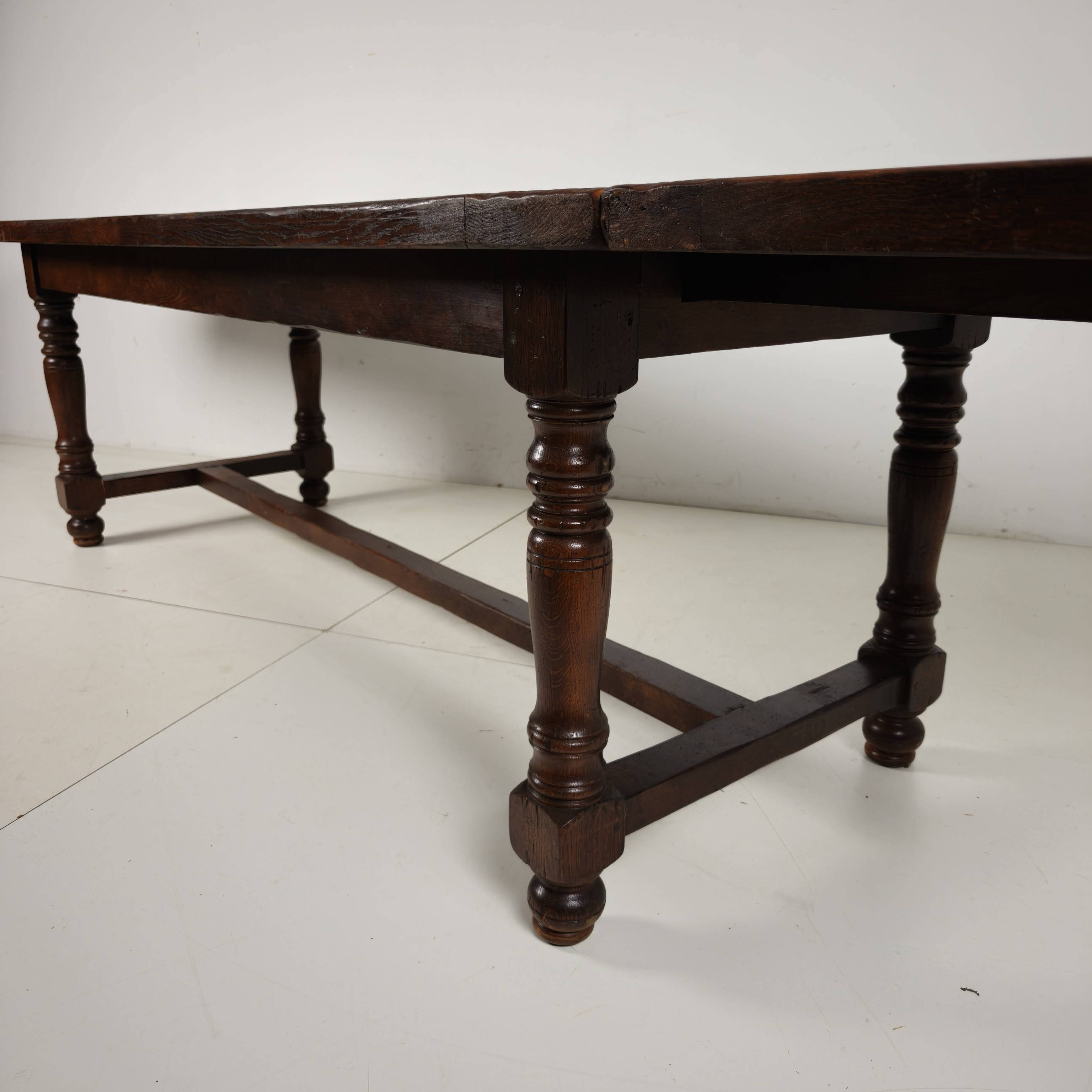 Large French Oak Monastery Table 320/220 cm, early 20th Century