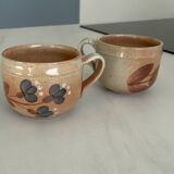 Set of 2 large vintage stoneware mugs from Atelier du Marais – Flower mugs