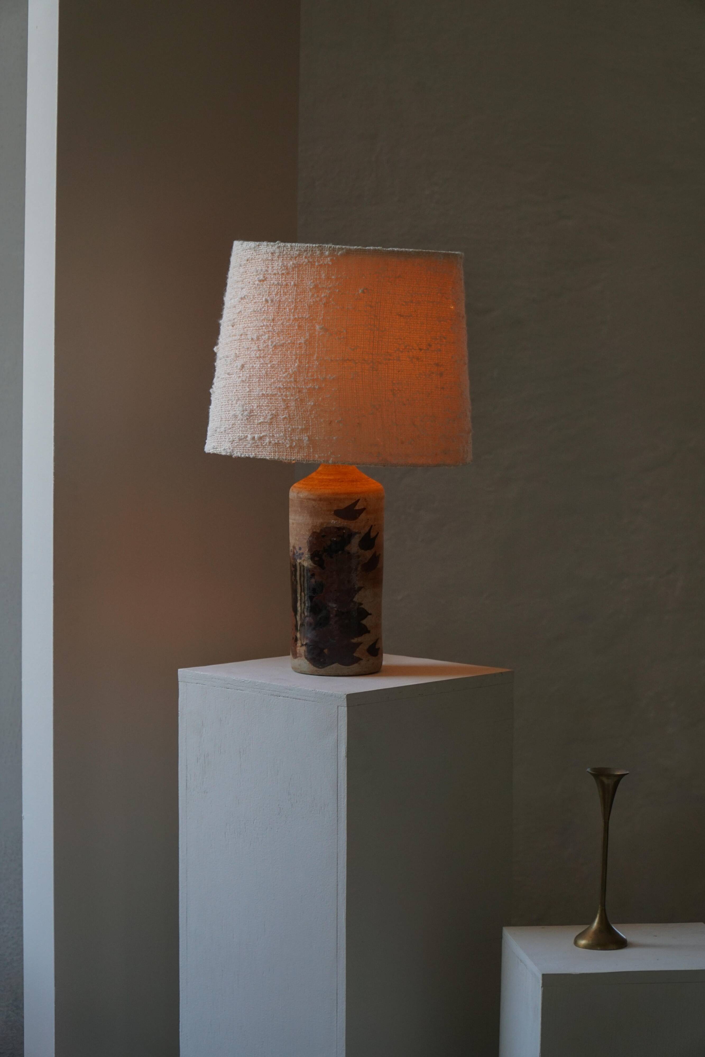 Lampe de table en grès de studio danois par Conny Walther, Danemark, milieu du 20e siècle