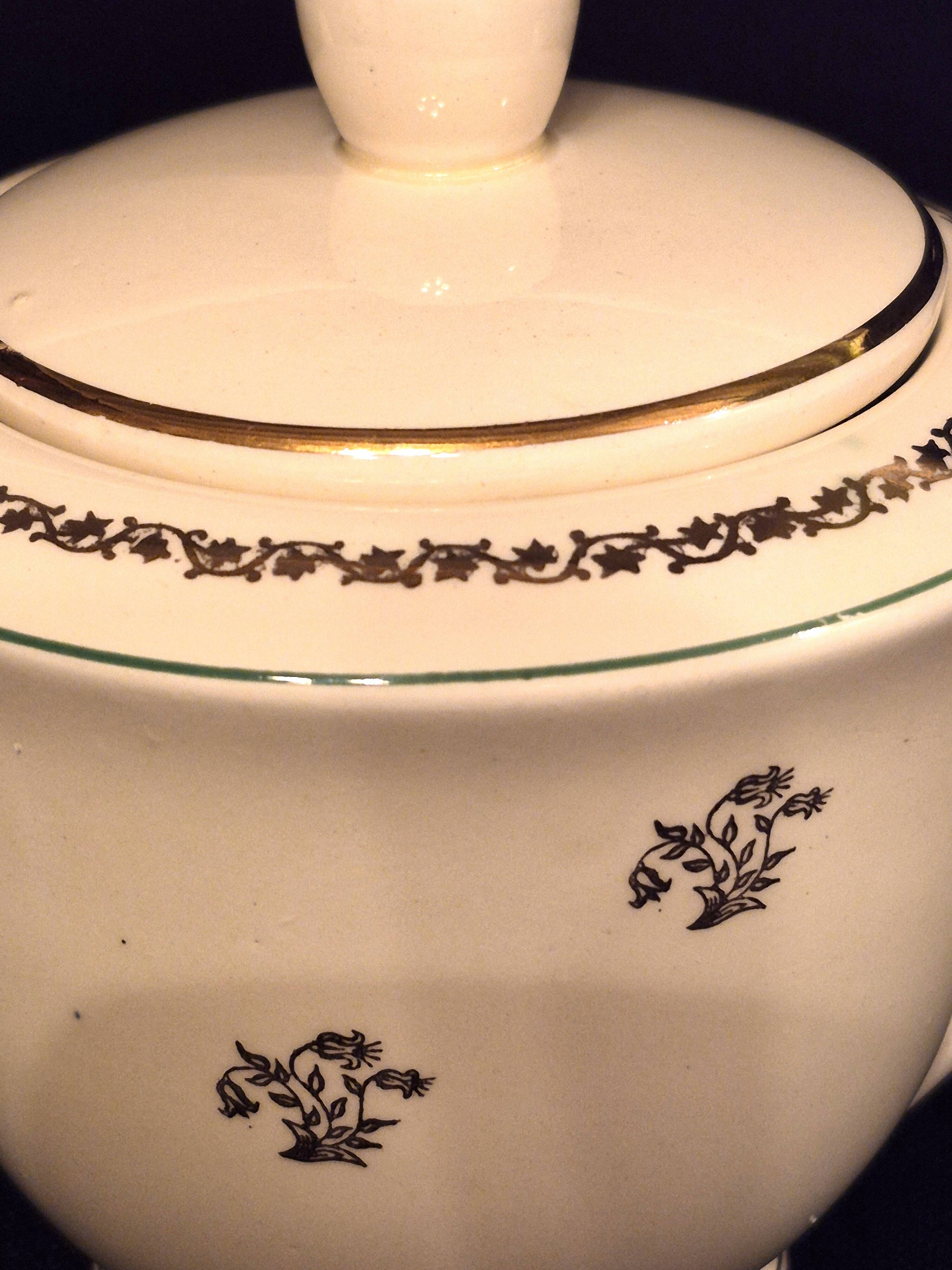 Antique sugar bowl, in Gien earthenware, Model Valence A040