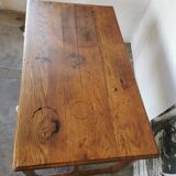 Table in raw oak, countryside.