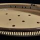 Bread basket in enameled sheet metal with brown dots, first half of the 20th century