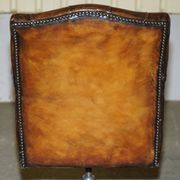 Restored leather captain's Chesterfield chair