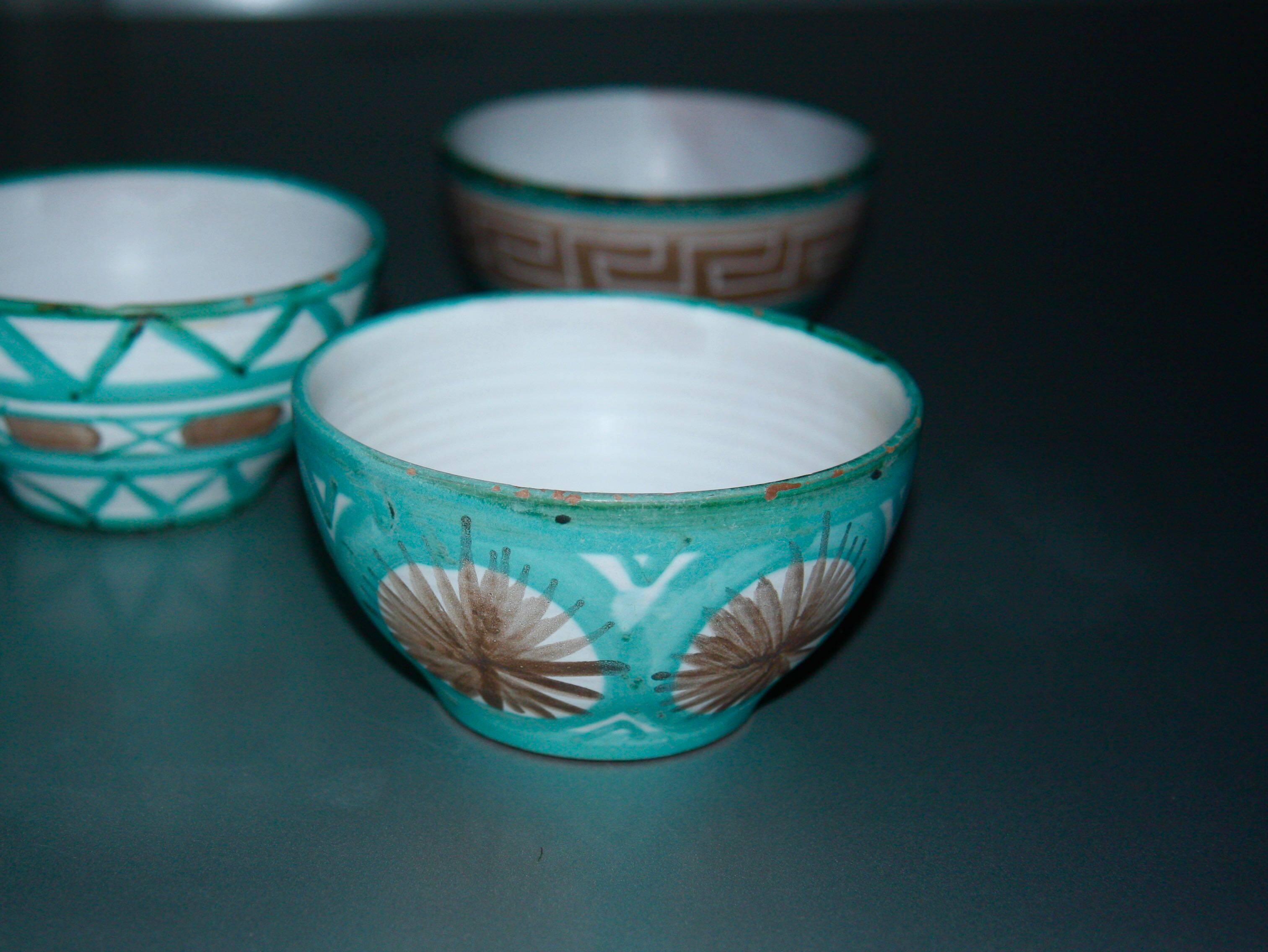 Three Robert Picault bowls, Vallauris ceramics from the 1950s.