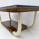 Art Deco Italian Walnut and Top Glass Table with Elephant Tusk Legs, 30s