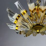 Sun-shaped chandelier by Oscar Torlasco for StilKronen, cut Murano glass, Italy 1970s