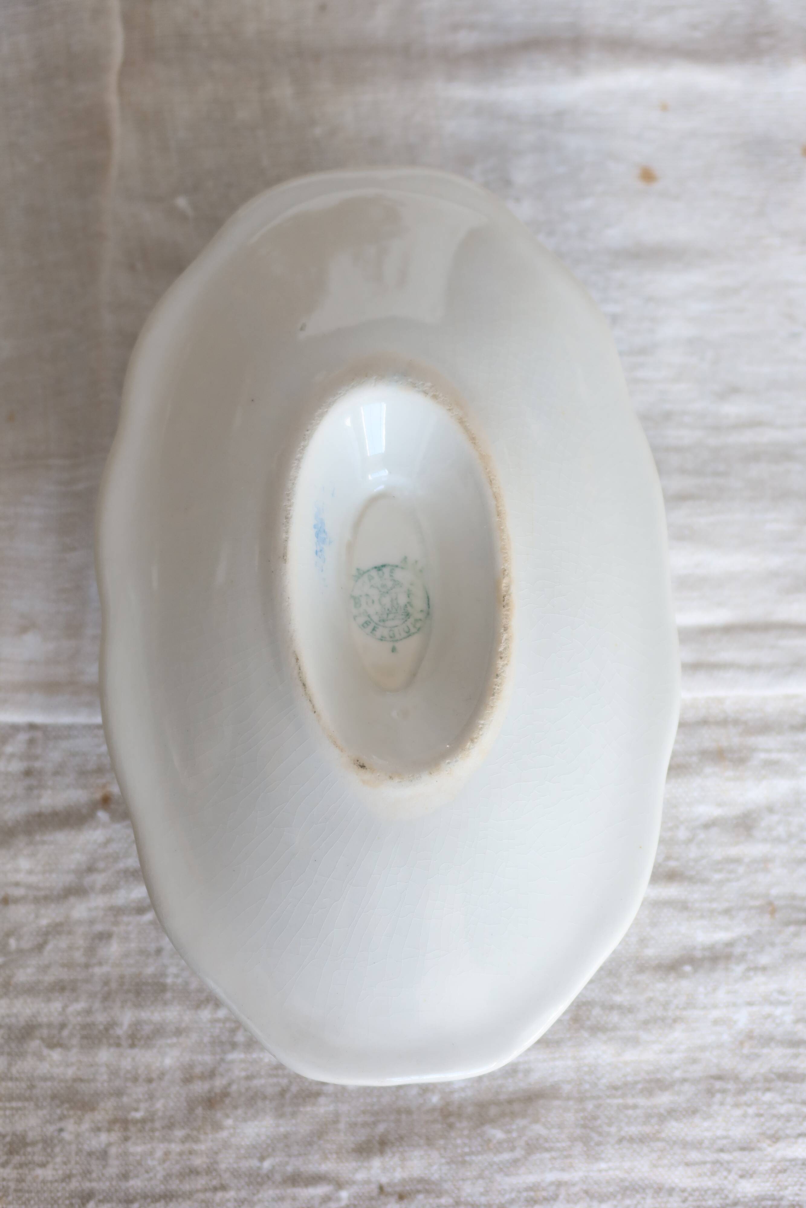 Vintage blue and white earthenware sauceboat – Boch La Louvière