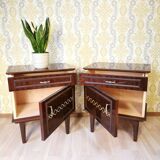 Pair of Vintage Wooden Nightstands: Mid-Century Modern Bedside Tables