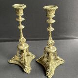 Pair of 19th century candlesticks – Gilt bronze