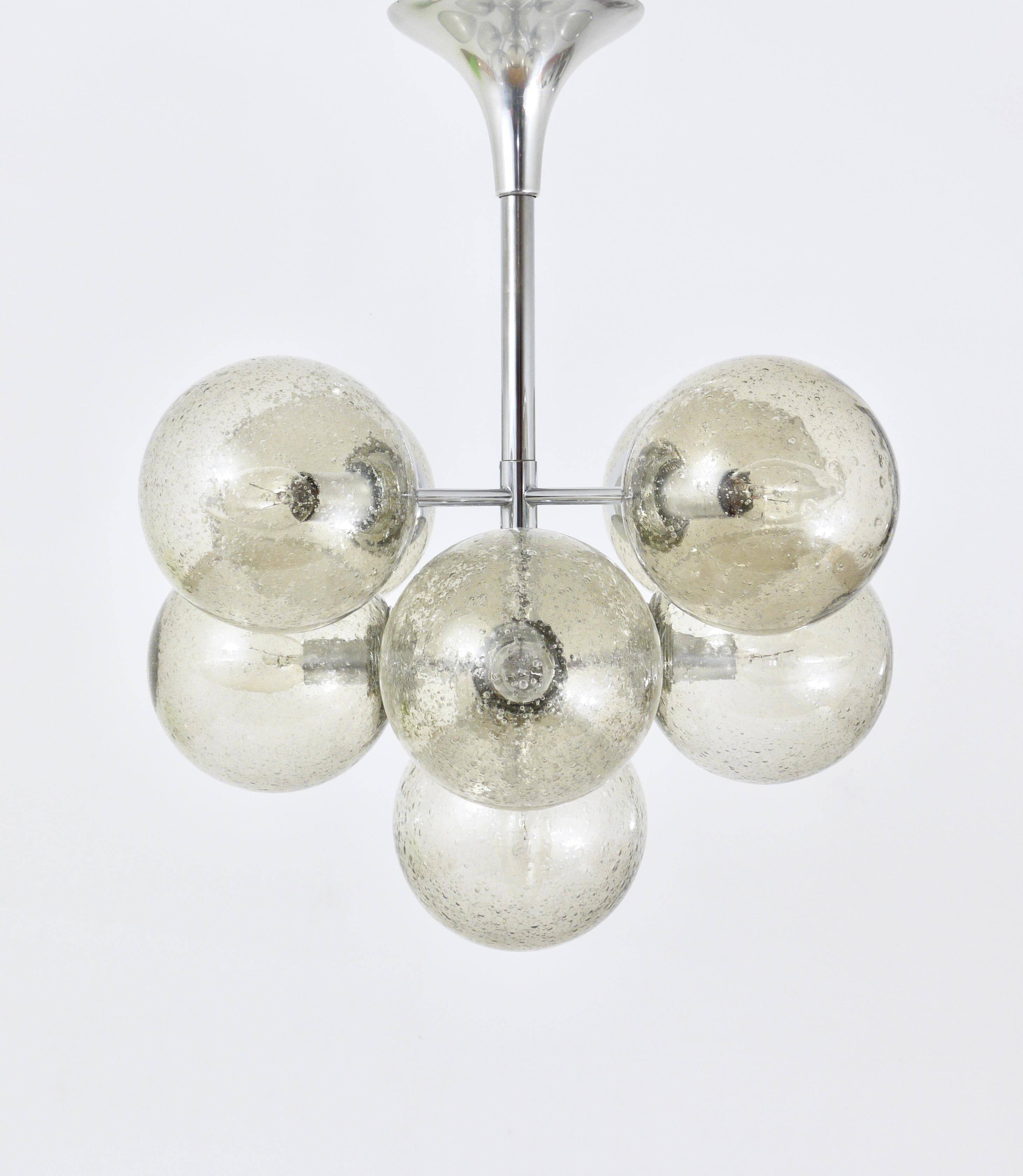 E. R. Nele Temde lustrous atomic chrome Sputnik Space Age pendant lamp tulip