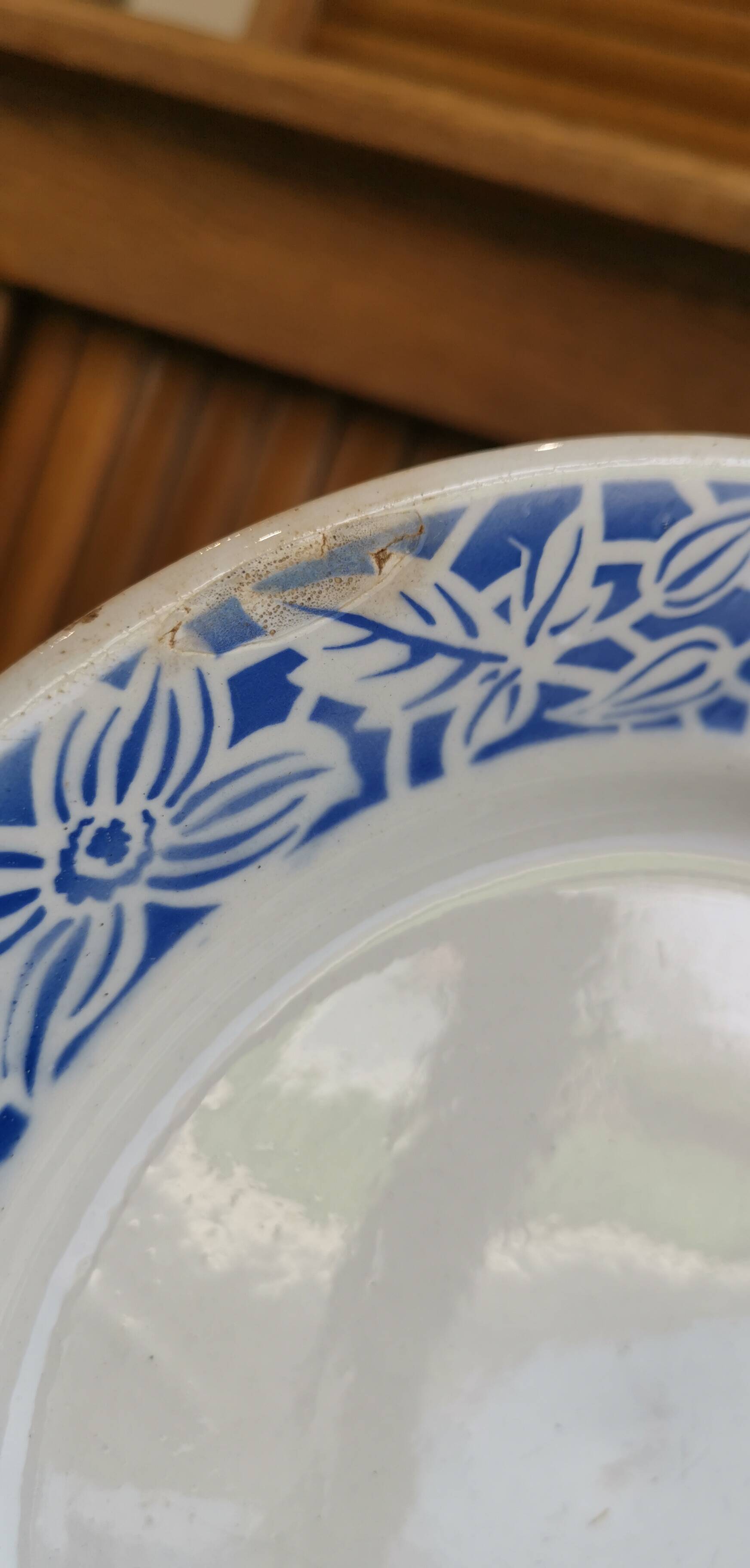 4 white earthenware dinner plates by k&g Lunéville blue blida model