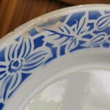4 assiettes plates en faïence bleue et blanche de K&G Lunéville, modèle Blida