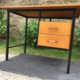 Vintage modernist office in oak and metal tubular base