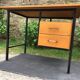 Vintage modernist office in oak and metal tubular base
