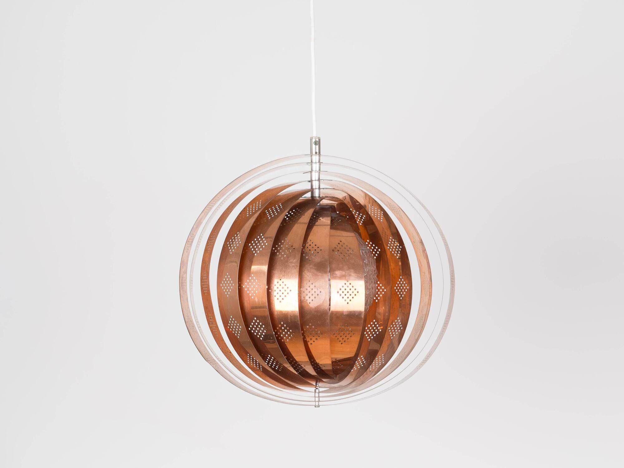 Vintage Moon Pendant Lamp by Werner Schou, Copper Scandinavian Design, Mid