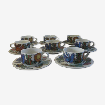 Acapulco Villeroy and Boch 8 cups and vintage saucers