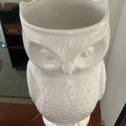 Vintage glazed ceramic owl umbrella stand