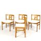 Set of four pine chairs from the 1960s.