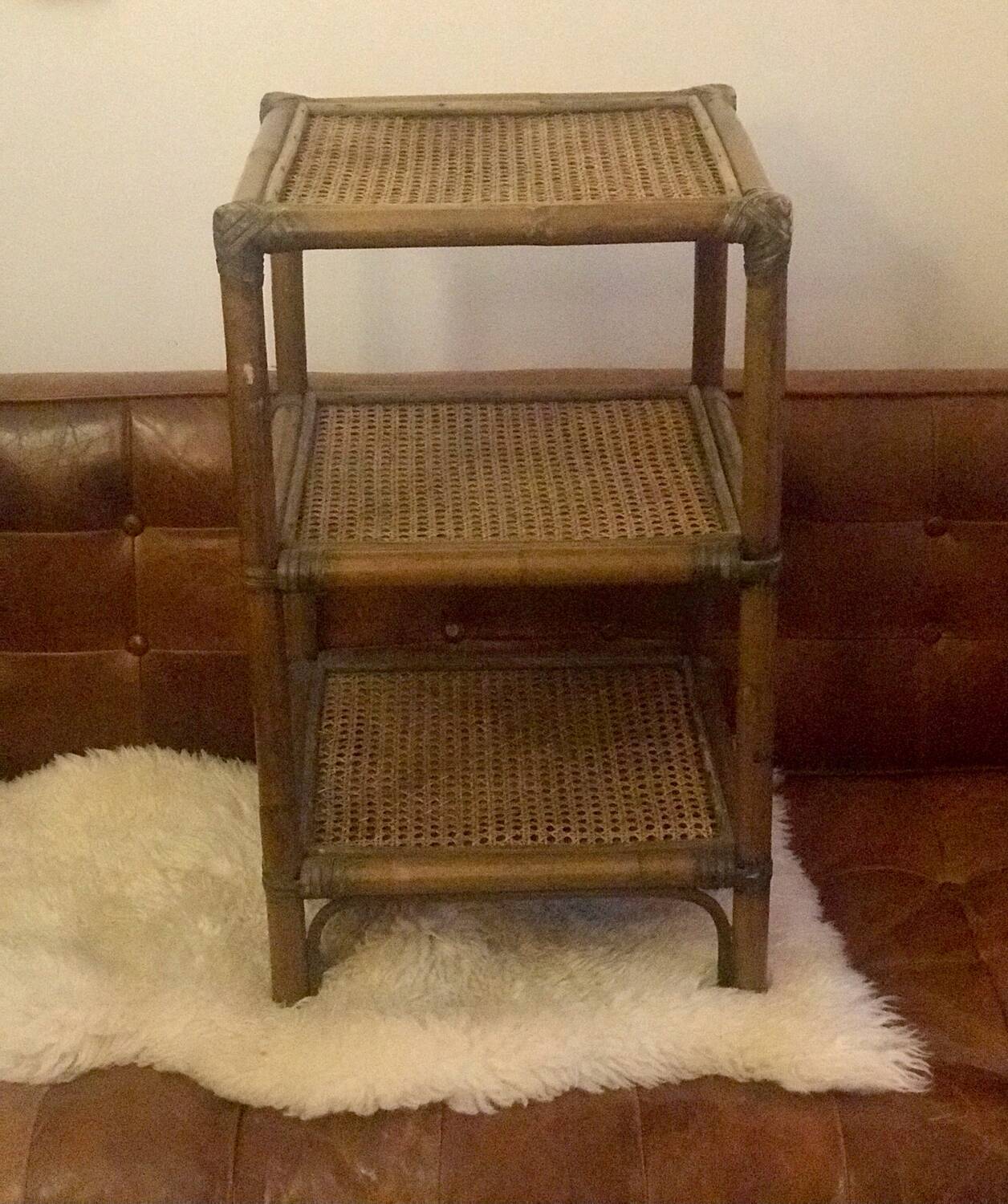 Side table in cane wood and bamboo