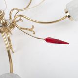 Chandelier with 5 lights tulips & red arrows 1950/1960