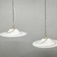 Pair of 1970s Italian Murano Opaline Glass and Brass Pendant Lights