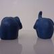 Mid-Century Blue Ceramic Elephants, Austria, Set of 2