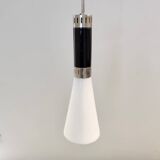 Opaline Glass and Chrome-Plated Brass Pendant by Stilnovo, Italy