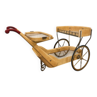 Aldo Tura cream-coloured bar cart, Italy 1960s