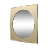 Postmodern Square Beige Wall Mirror with a Beveled Glass, Italy