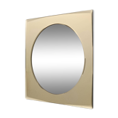 Postmodern Square Beige Wall Mirror with a Beveled Glass, Italy