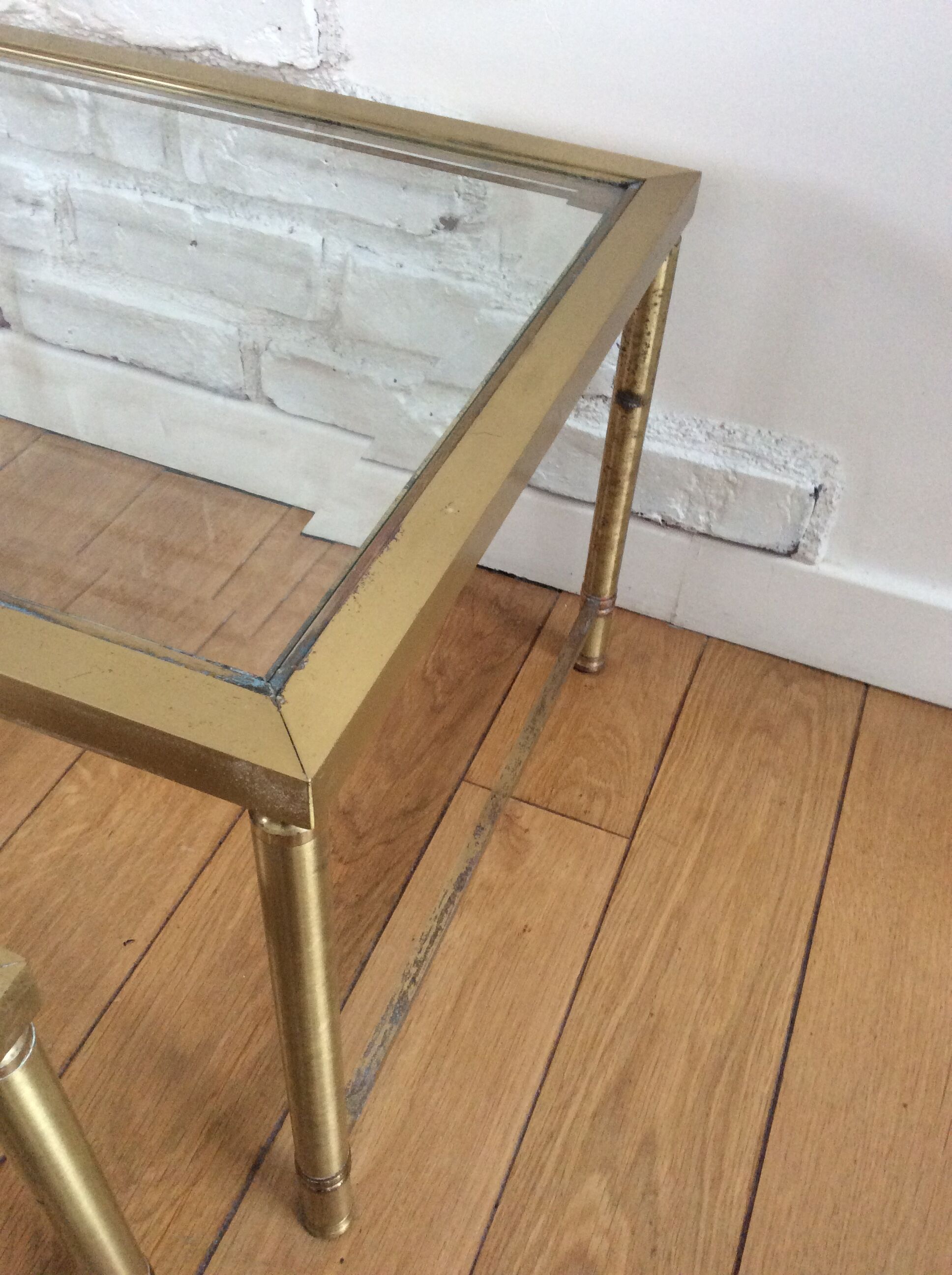 Nesting tables in glass and brass