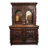 Two-part Italian Renaissance style buffet in solid oak