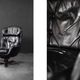 Vintage black leather swivel chair in mid-century modern Scandinavian style.