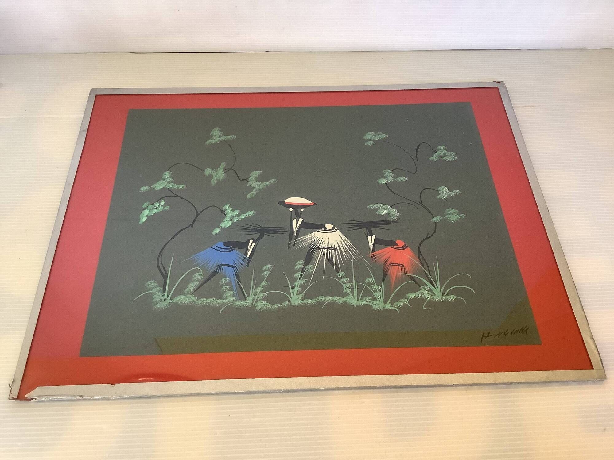 African gouache painting from the 1950s.