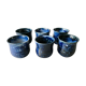 Set of 6 cups in blue enamelled stoneware